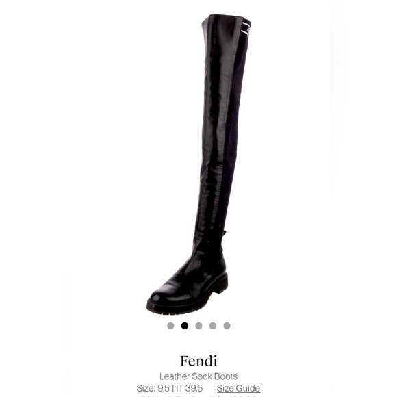 . Fendi Leather Over-The-Knee Sock Boots - Picture 2 of 9